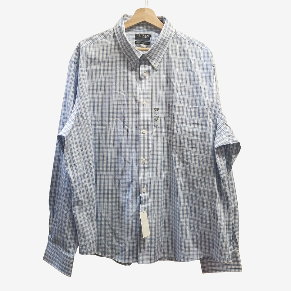 Lauren Ralph Lauren Dress Shirt Blue Plaid Soft Stretch Cotton Reg Fit Size 2xl
